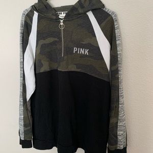 VS Pink Camo Quarter Zip Hoodie